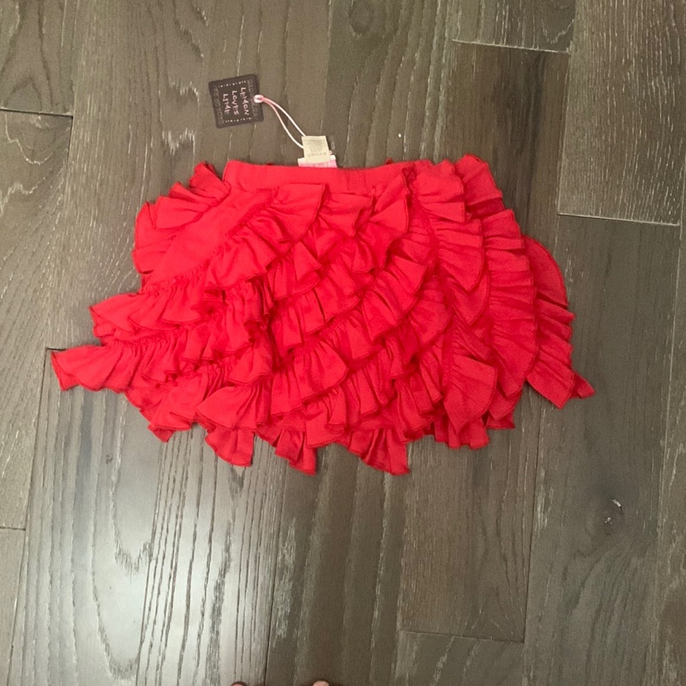 Lemon Loved Lime NWT Red Ruffle Skirt- Size 2 Fits a little bigger